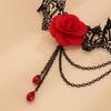 Women Leg Chain 3D Rose Decor with Elastic Band Tassel Chain Faux Crystal Pendant Leg Jewelry Wedding Night Club Party Thigh Garter
