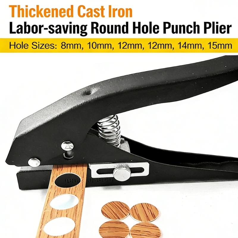 Hole Punch 8mm/10mm Heavy Duty Paper Hole Punch Set with Countersink Drill Hole Puncher Single Hand Held Long Hole