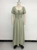 2026 Spring/Summer Elegant French Square Neck Puff Sleeve Long Dress for Women