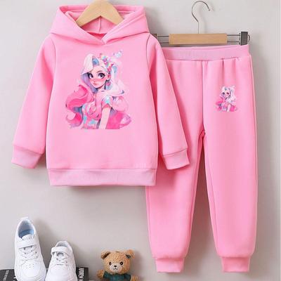 Autumn Winter Girls' Cartoon Long-Sleeve Sweatshirt Set