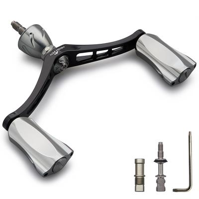 HEIGHTEN 92mm Reel Handle for Shimano and Daiwa Spinning Reels, Wing Rocket Series (Black & Gunmetal) (HT25105)