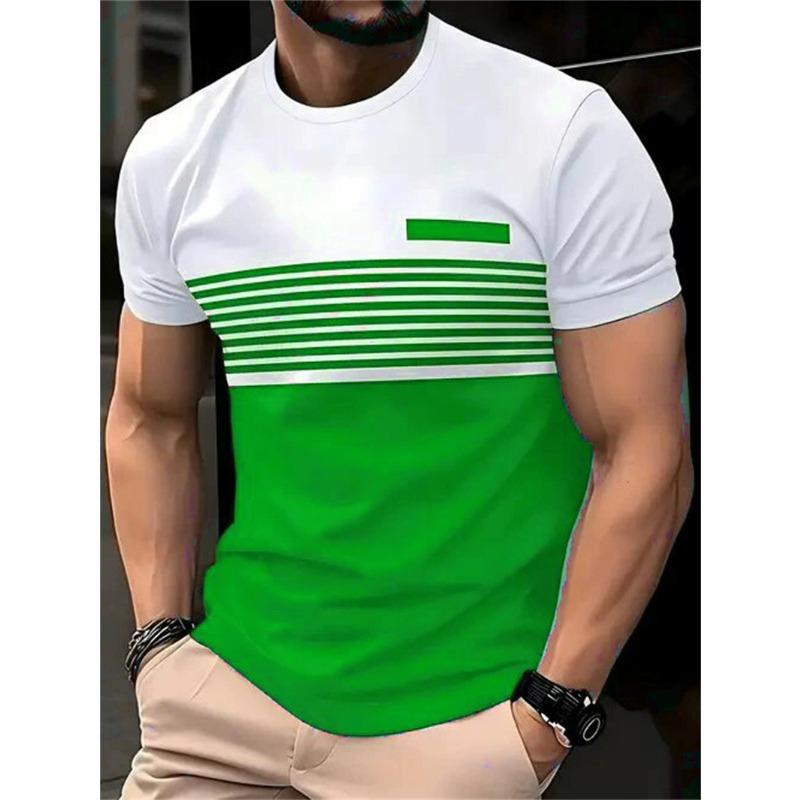 Fashion Striped Pattern Men's Short Sleeve T-Shirts Summer 3d Printed Street Trend Simple T Shirt 6XL Plus Size Casual Tops