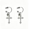 Cross Zircon Stud Earrings Hip Hop Fashion Men Ear Cuff Jewelry