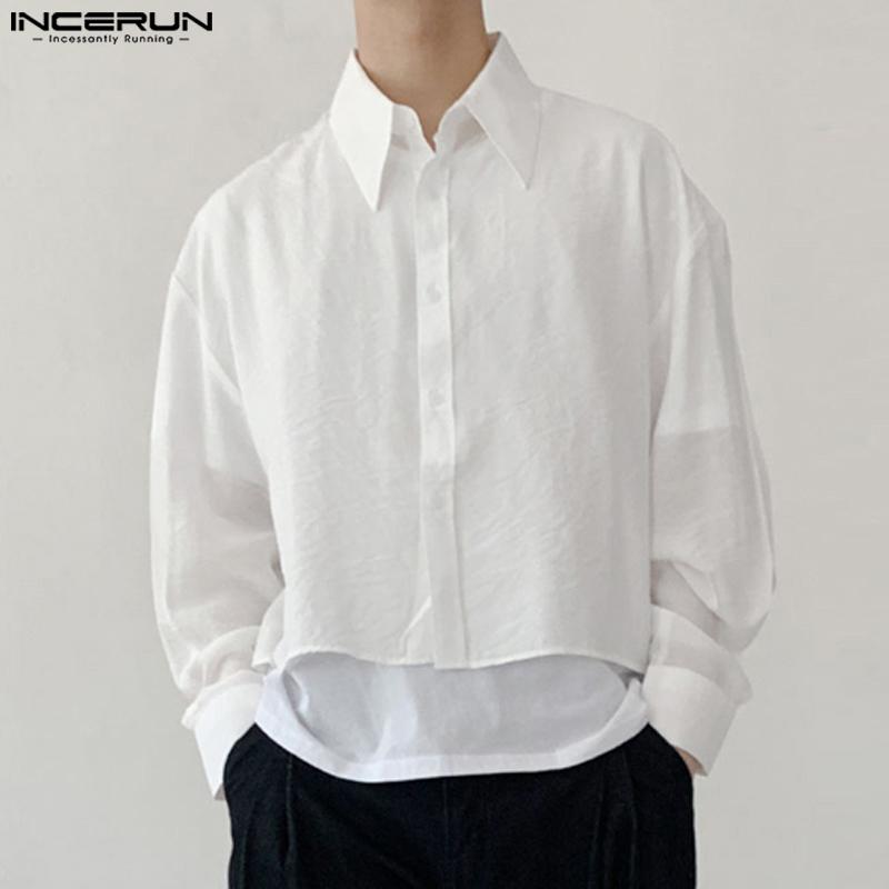 

INCERUN Весенние мужские повседневные свободные рубашки с длинными рукавами Топы