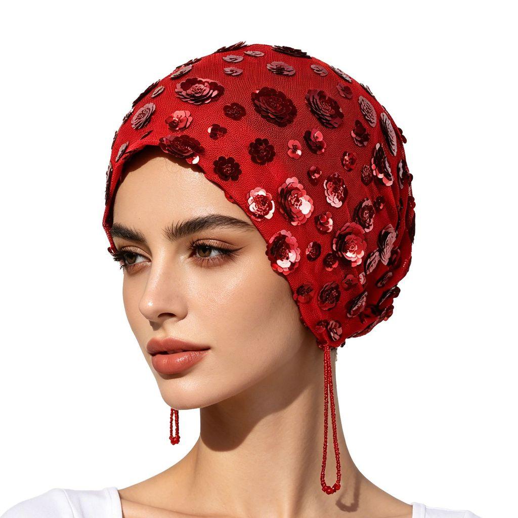 Polyester Sun Protection Cap With Embroidered Flowers For Summer And Winter Wear