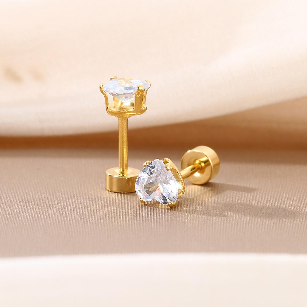 Simple Color Love Zircon Dopamine Stud Earrings, Light Luxury Design Sense Spiral Fashion Earrings Women