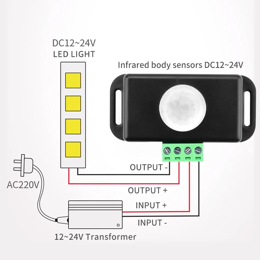 DC 12V-24V PIR Motion Sensor Automatic Module Delay Time 1-10min Infrared Induction Detect for LED Light Movement Sensor Switch