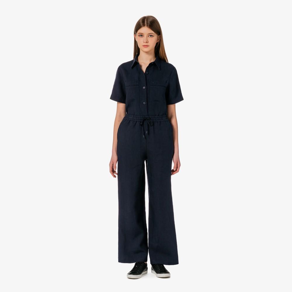 [lacoste] Women's Linen Elastic Waist Wide Pants HF611E-56GHDE