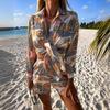Tooxika New Vacation Style Casual Printed Long Sleeved Shorts Two-piece Set