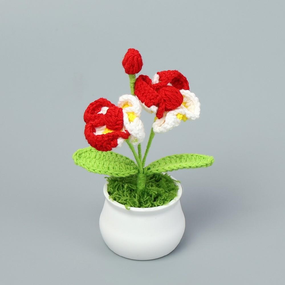 Hand-Knitted Wool Fake Flowers Set: Sunflower, Carnation, Tulip - Desktop Decor, Teacher/Student Gift, Everlasting Bouquet