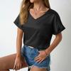 Women's Summer Fashion New Loose Pocket Roll Short Sleeve Casual Top