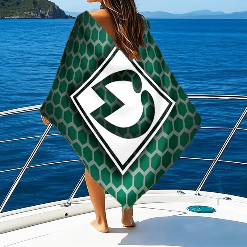 Green Werder Symbol Beach Towel - Soft, Absorbent Microfiber, Lightweight, Ideal for The Beach, Parties, Travel, Camping fan gifts