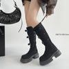 Plattform Höga Stövlar Dam Plattor Mocka Mode Vinter Skor Dam 2025 Trend Designer Gående Goth Chelsea Stövlar Dam Skor