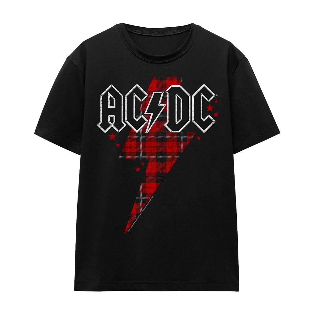 AC/DC Unisex Adult Plaid Bolt T-Shirt