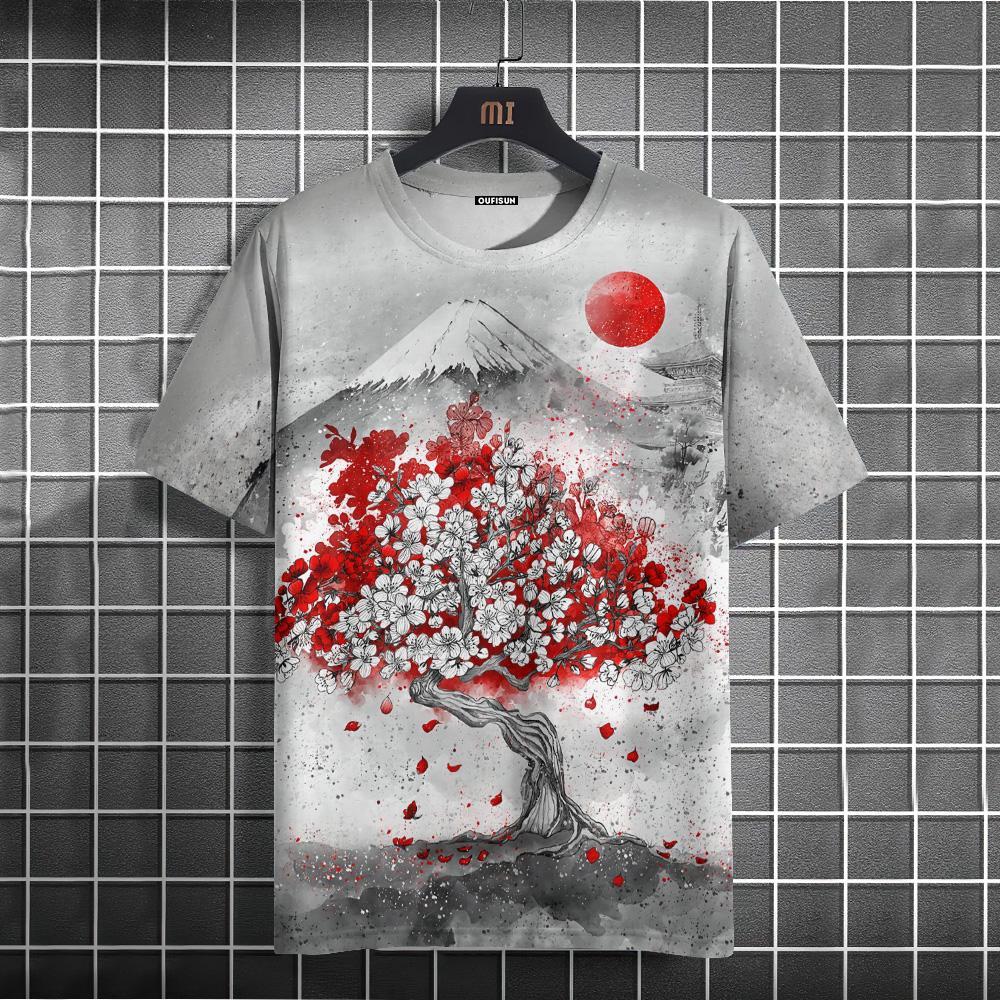 Ανδρικό μπλουζάκι με μοτίβο πολεμιστή ανδρικό μπλουζάκι ιαπωνικού στυλ Casual φαρδιά μπλουζάκια με κοντό μανίκι Υπερμεγέθη ανδρικά μπλουζάκια καλοκαιρινά