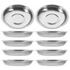 10 Pcs Disc Set Mustard Dishes Sauce Dispenser Mixing Bowl Soy Bowls Stainless Steel Food Appetizer Serving Plate Dessert