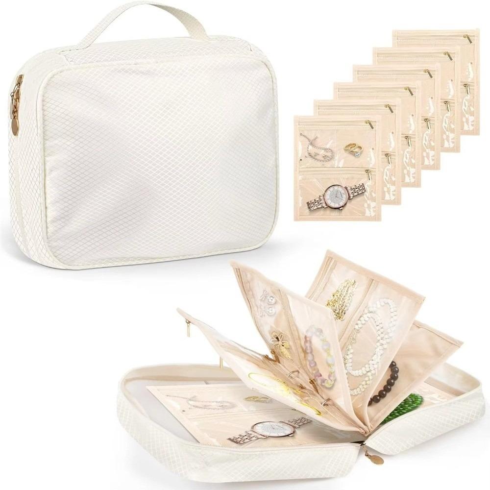 Oxford Fabric Jewelry Storage Case Zipper Closure Portable Jewelry Bag  Home Storage