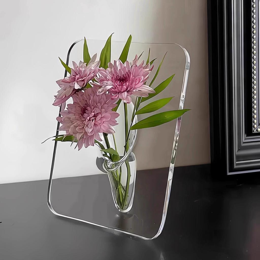 Luxury Glass Vase and Frame: Stylish Office and Living Room Decor for Hydroponic Flower Arrangements
