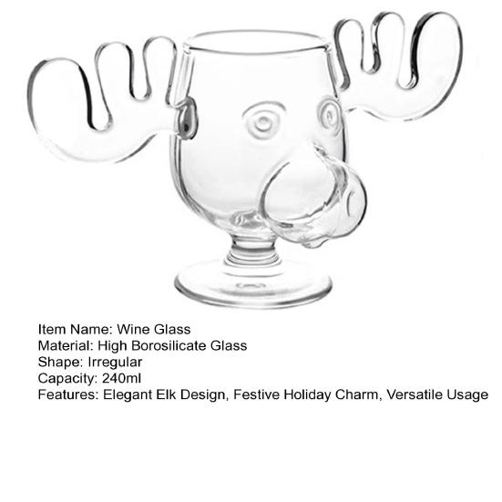 Christmas Deer Mug 240ml Clear Glass Elk-Shaped Cup Xmas Vacation Movie Coffee Mugs Gifts for Family Friends Party Drinking Supplies