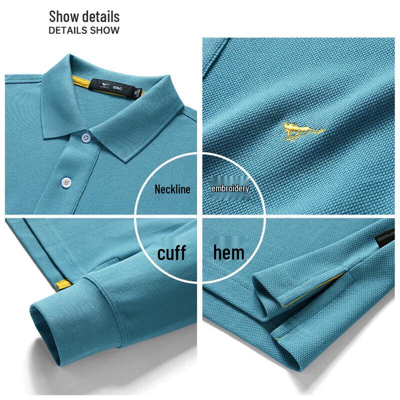 Seven Wolves Men's 100% Cotton Long-Sleeve Polo Shirt