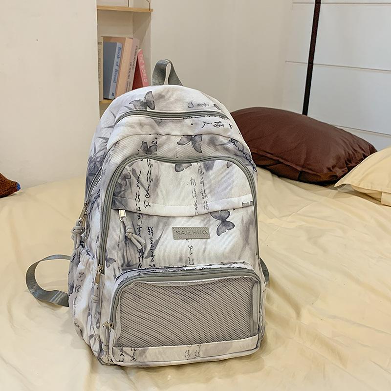 Schoolbag New Sweet Girl Backpack Large Capacity Small Junior High School Printed Butterfly Backpack