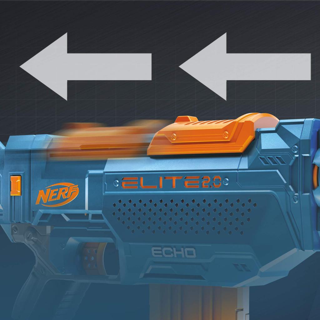 Hasbro Nerf Elite Echo Manual Rapid For Ages 8 and Includes 24 Official Darts Clip That Can Hold 10 Detachable Stock Outdoor Authentic 2.0 CS-10