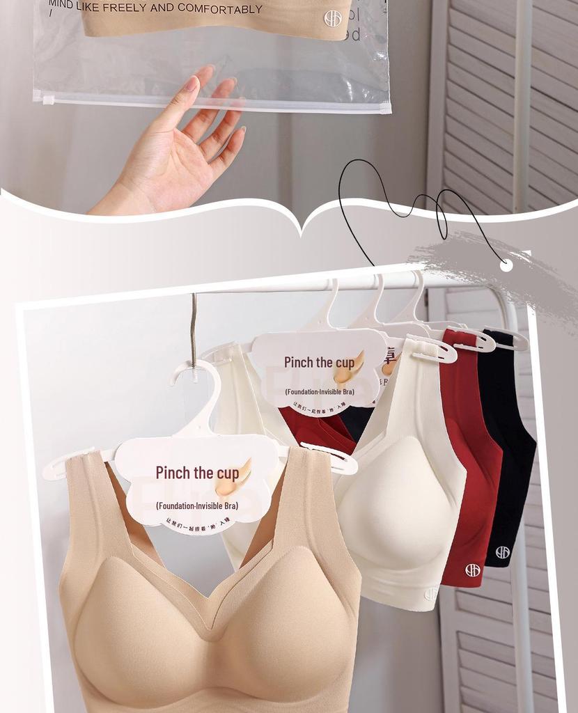 Women's Anti-Sagging Seamless Sports Bra with Gathered Support and Stylish Back Design