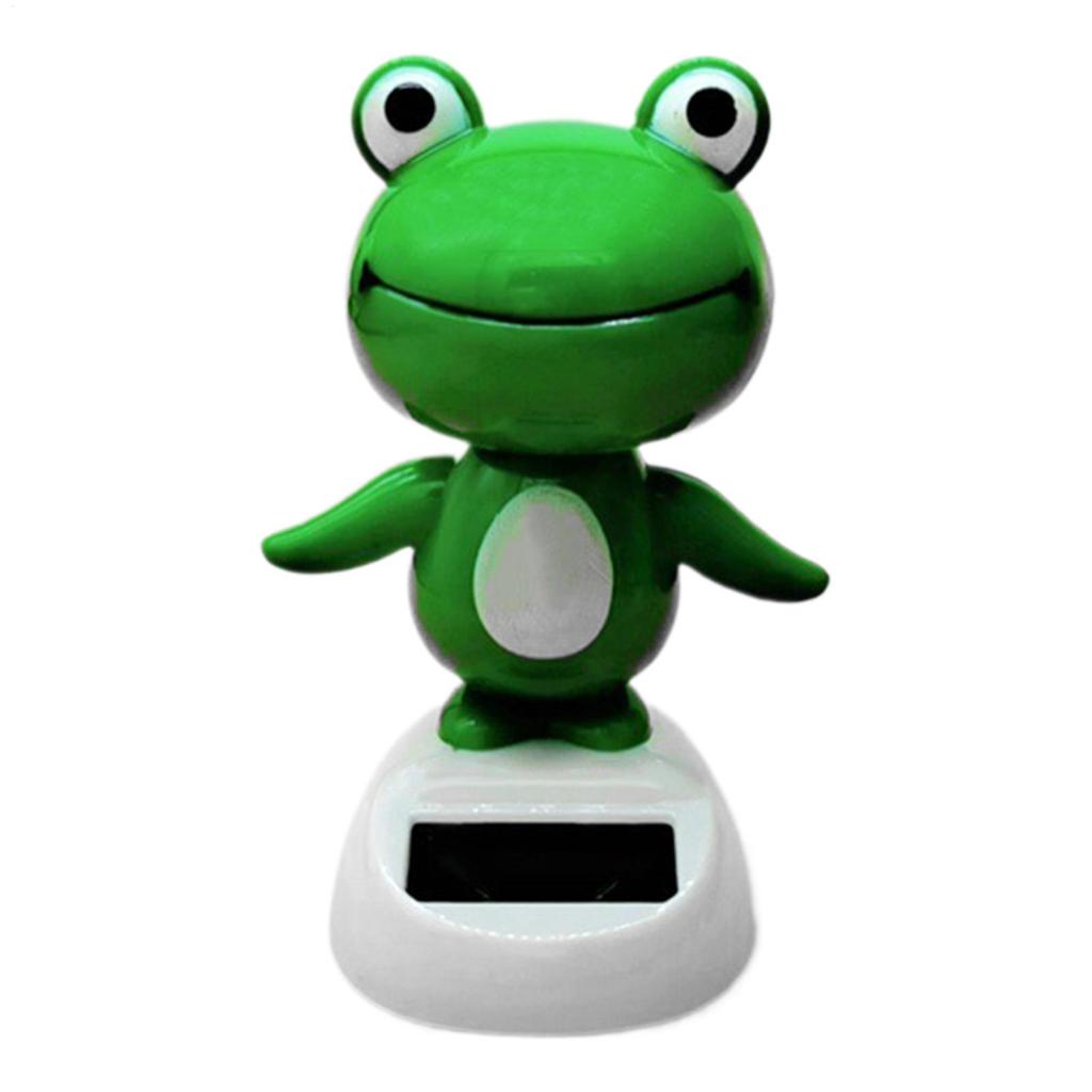 car Solar Swinging Cartoon Frog Cute Bobble Head Dancing Frog Shaking Head Ornament Car Interior Dashboard Ornament Gift