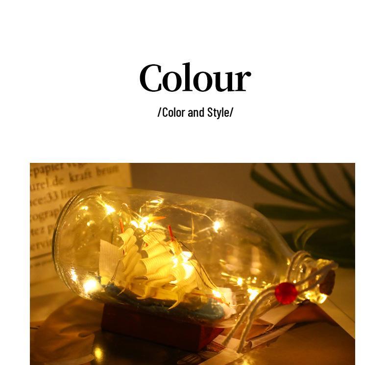 Creative Light-Up Mediterranean Sailboat Wish Bottle - Glass Gift for Birthdays & Graduations