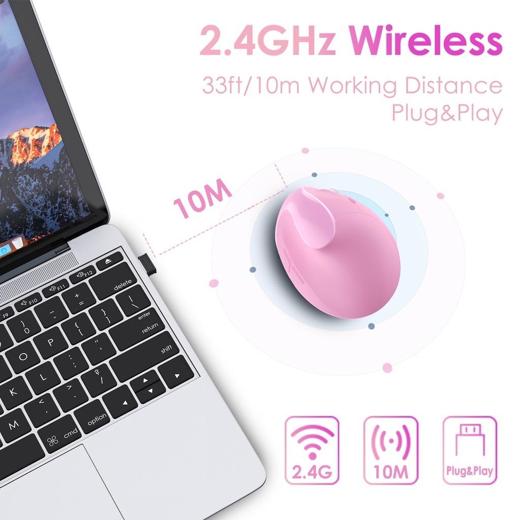 Vogek Rechargeable/Battery Vertical Mouse Wireless USB 2.4G Right Hand Ergonomic Mice for Computer Laptop Gaming Mause