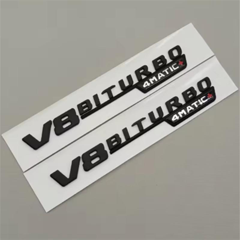 2pcs 3D ABS V8 Biturbo 4matic Car Fender Side Emblem For Mercedes Benz C63S W205 E63S W213 S63 W222 GLC63S X253 GLE63S W167 AMG
