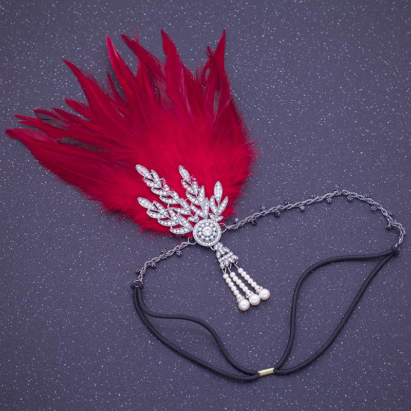 1920s Feather Headband with Rhinestones: Bachelorette Party & Masquerade Accessory