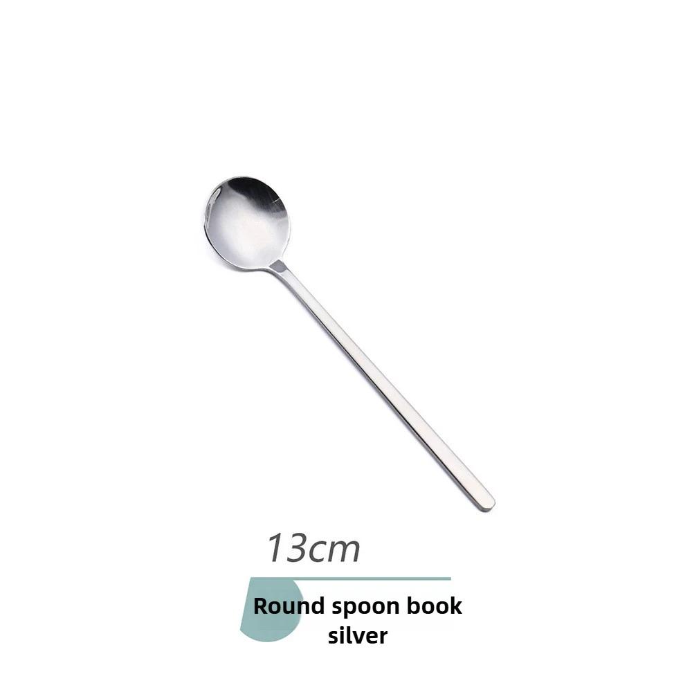 Edelstahl Kreativer Sand Eis Löffel Einfarbiges Geschirr Milchtee Langer Stiel Mischlöffel Eis Dessert Runder Löffel