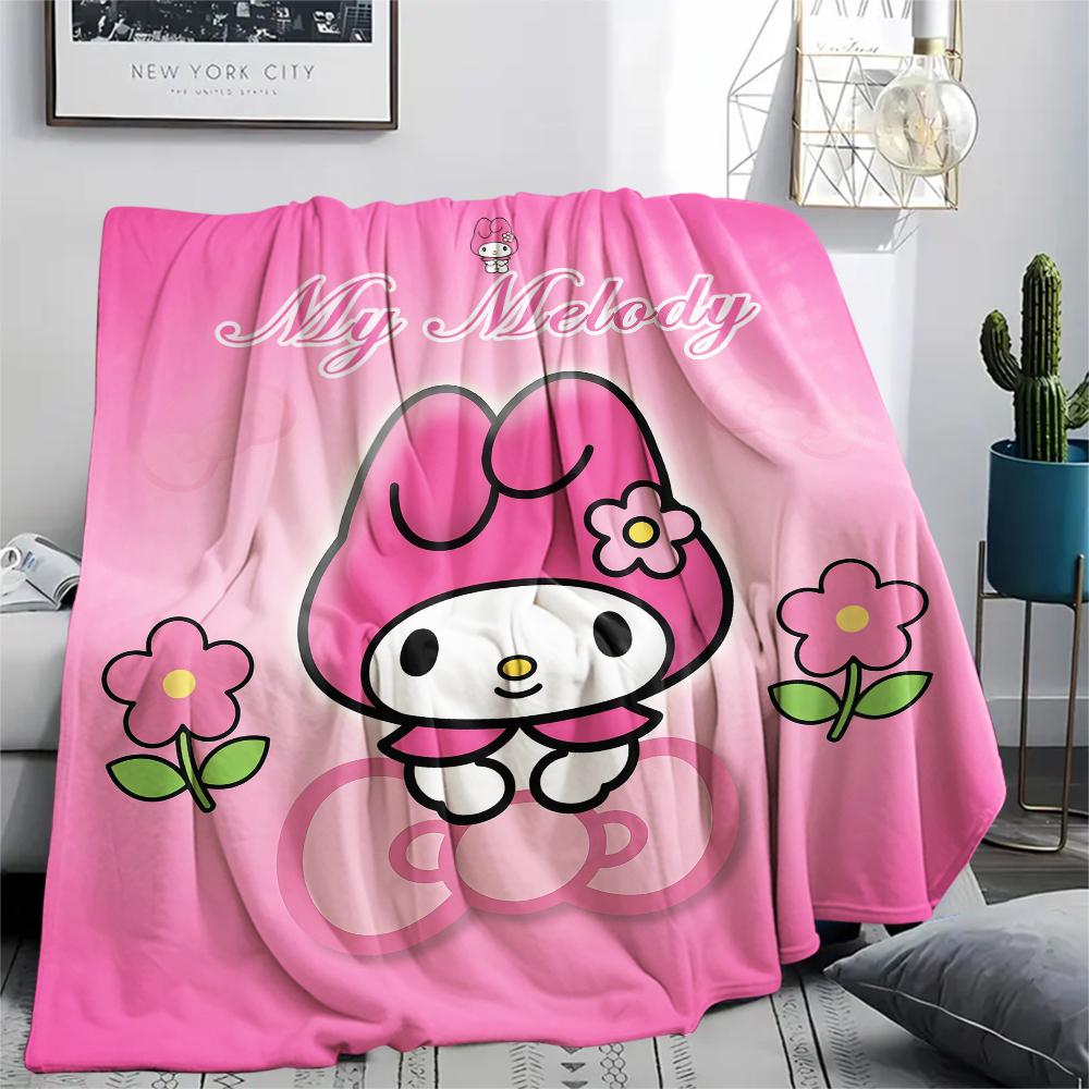 1 szt. Koc flanelowy My Melody z różowym nadrukiem, Wysokiej jakości, Na wszystkie pory roku, Wystrój domu, Ciepło i komfort, Idealny na prezenty świąteczne