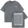 Change Never Look Back Bedruckte gewaschene T-Shirts Damen Baumwolle Oversize T-Shirt Sommer Kurzarm Tops Kleidung