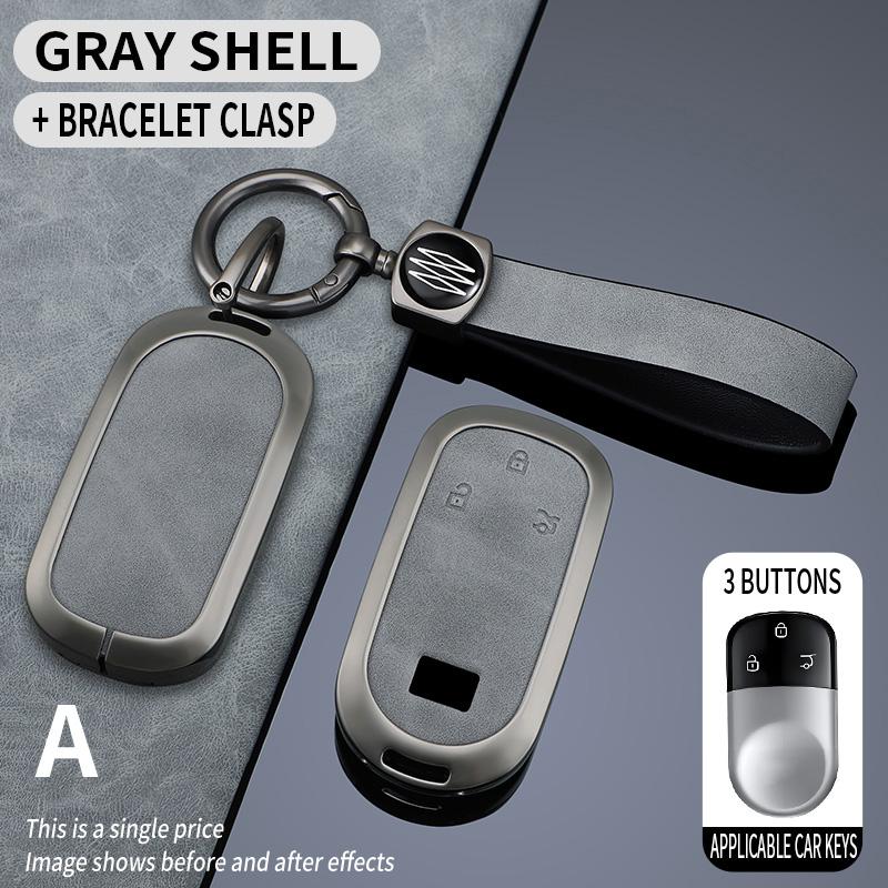 Zinc Alloy+Leather Car Remote Key Case Cover Protective Shell Fob For 23-24 Geely Rox 01 Baic Polestones 01 Jishi Accessories