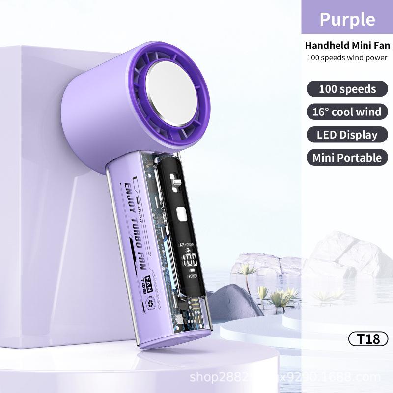 New T18 High-Speed USB Rechargeable Portable Fan with Transparent Display & Ice Pack Feature Standard