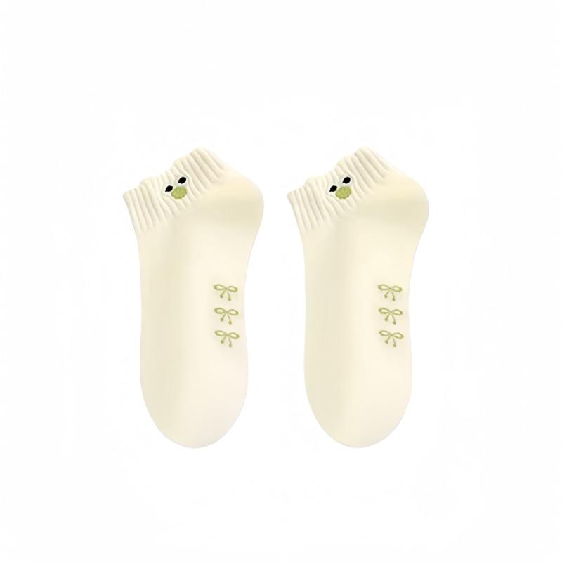 5 Pairs of Women's Summer Thin Cotton Deodorant Lovely Shallow Mouth Non Slip Heel Socks