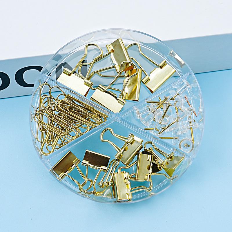 

Цветной набор скрепок с длинным хвостом и канцелярскими скрепками с четырьмя сетками золотой/шампанского