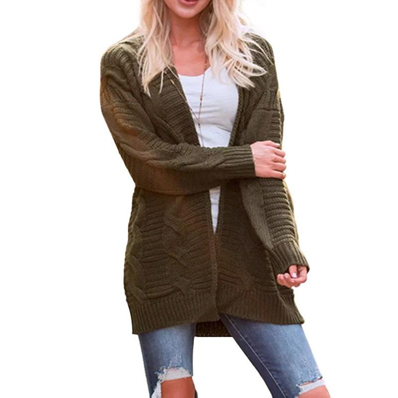 Elegant Women Cardigan Sleeve With Loose Long Fashionable Casual Knitted Sweater