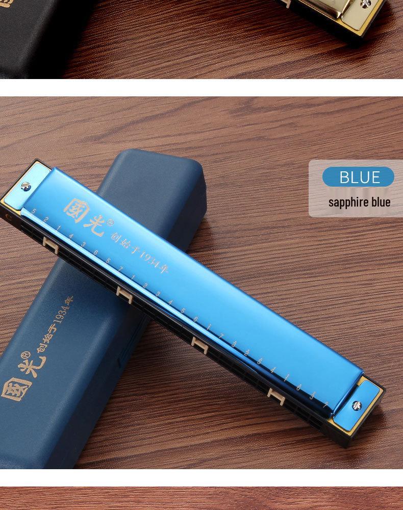 Guoguang 24-Hole C Key Double Reed Harmonica - Beginner Wind Instrument for All Ages