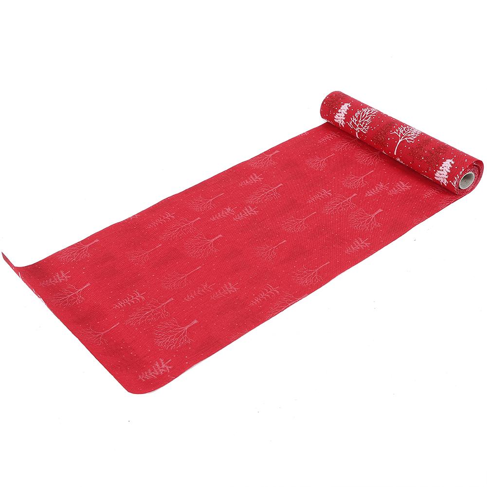 Household Christmas Polyester Printed Table Runner Cloth Home Party Banquets DecorationA Type Red Christmas Tree