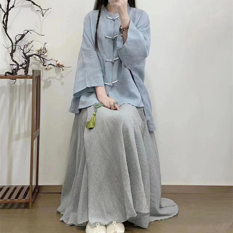 

Женская одежда, улучшенная профессиональная одежда Hanfu Tea Artist, костюм с юбкой