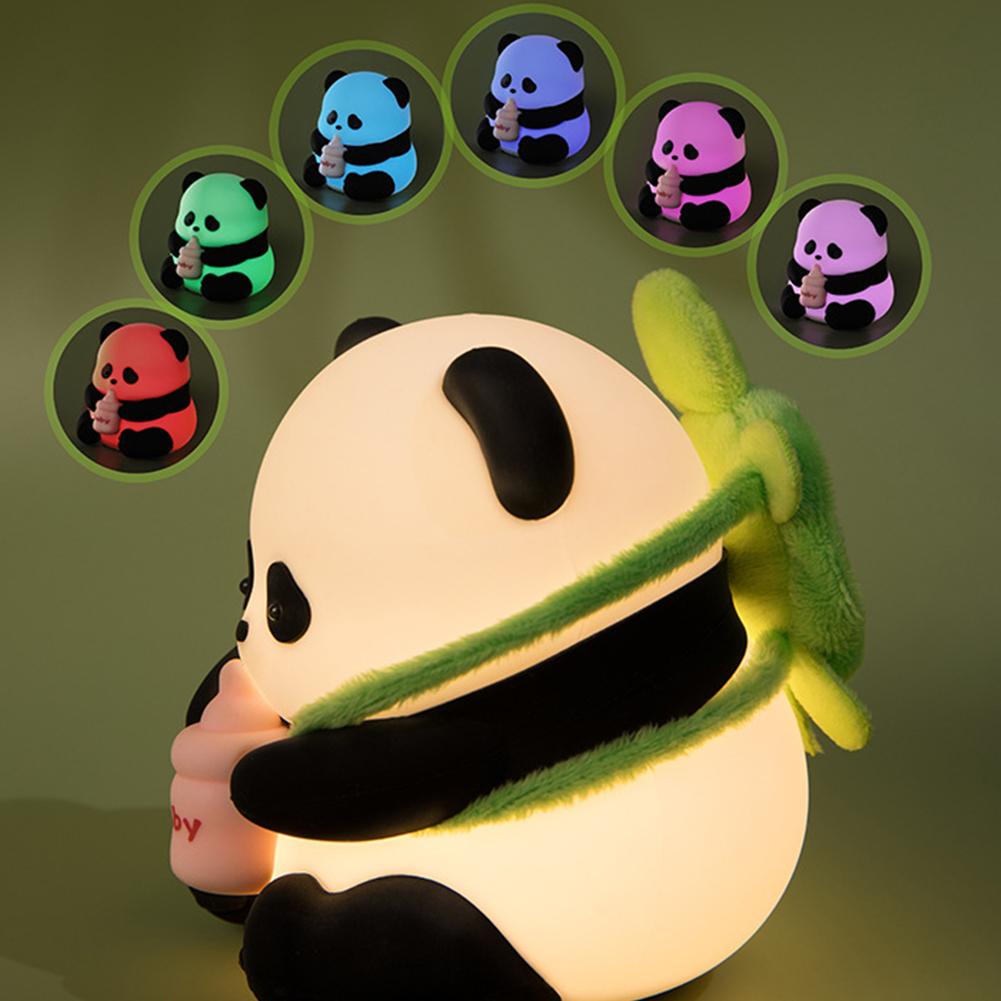Cute Panda Silicone Lamp USB Rechargeable Timing Pat Sensor LED Night Light Bedside Decor Kids Birthday Gift