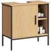 Mobile Sottolavabo con Porta e Ripiano Regolabile per Lavabo a Colonna 60x30x59.5 cm Rovere