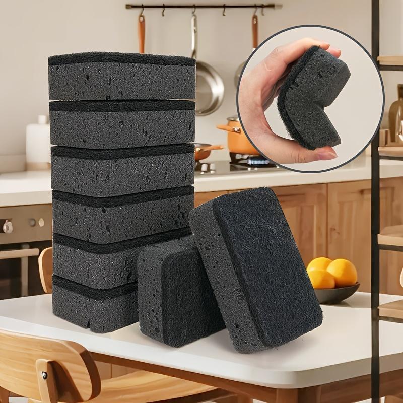 5Pcs Black and Gray Kitchen Sponges - High-Efficiency Stain Removal & Oil Absorption Cleaning Tools
