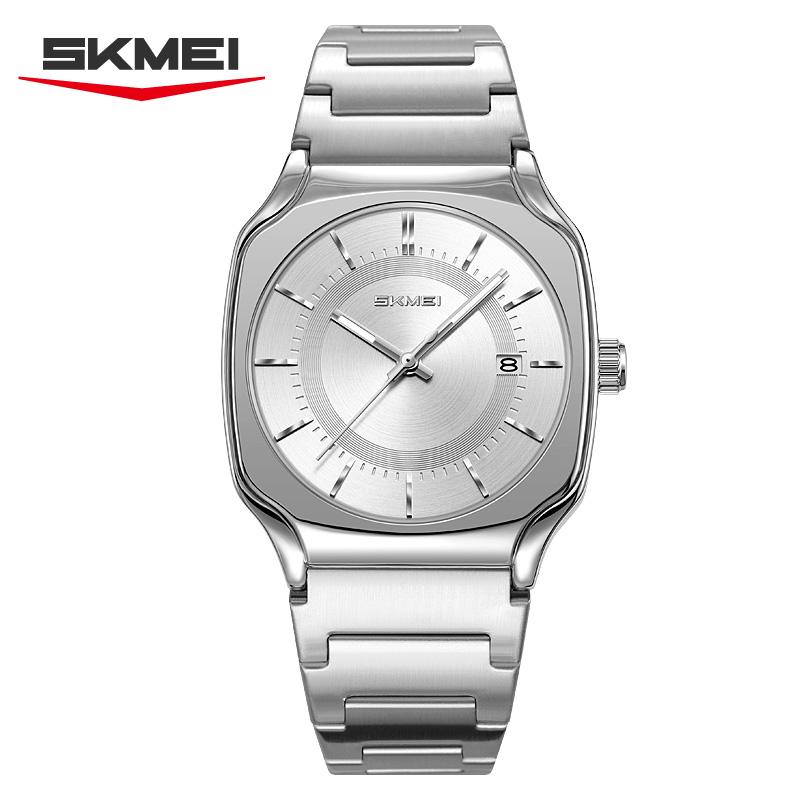 Mens Wristwatch Square Quartz Watches Waterproof, Date Function, Stainless Steel Band & Buckle