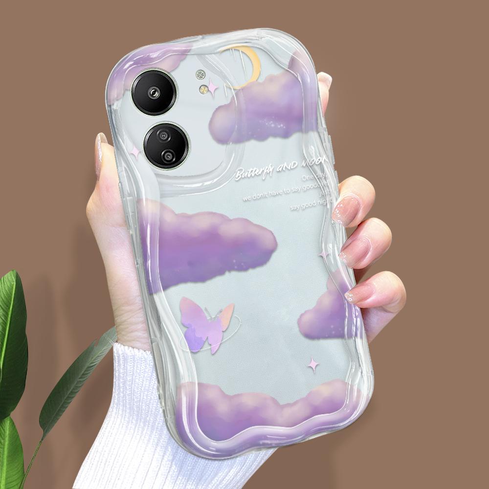 Cute Cartoon Pattern Cream Texture Casing Wavy Edge Soft Silicone Cover Phone Case for Xiaomi Redmi