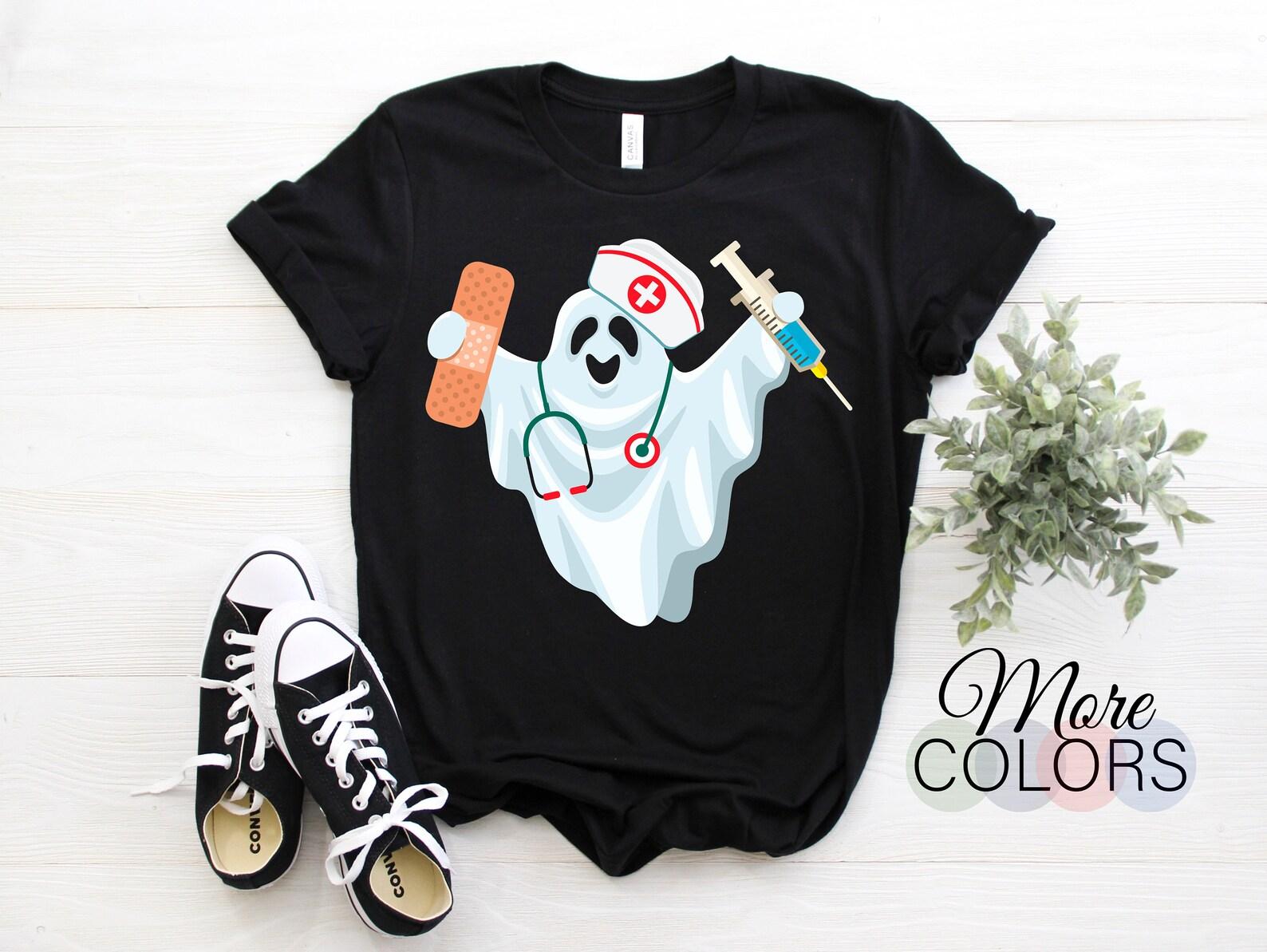 Nurse Nursing Life Funny Cute Gift Halloween T-Shirt, Birthday Present Love Wife Mom, Hospital Workers Clinical RN LPN Medical Stuff Tees, 100