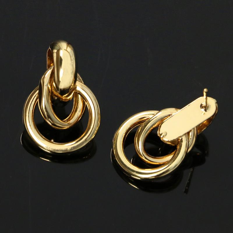 925 Sterling Silver Interlocking Circle Stud Earrings - High-End European & American Style